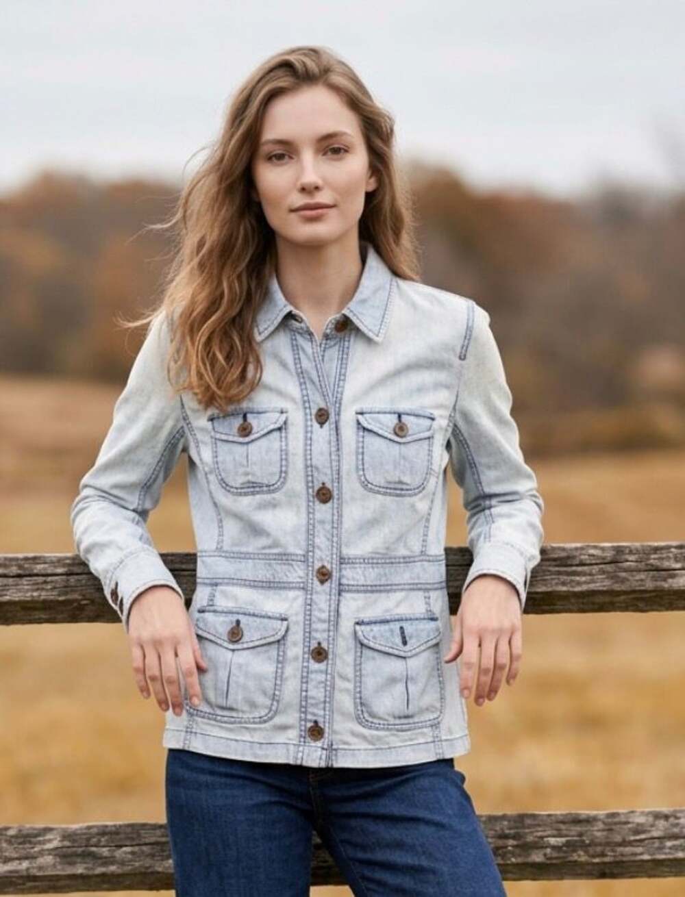 J.Crew Light Wash Denim Utility Jacket Size XS Style 25264